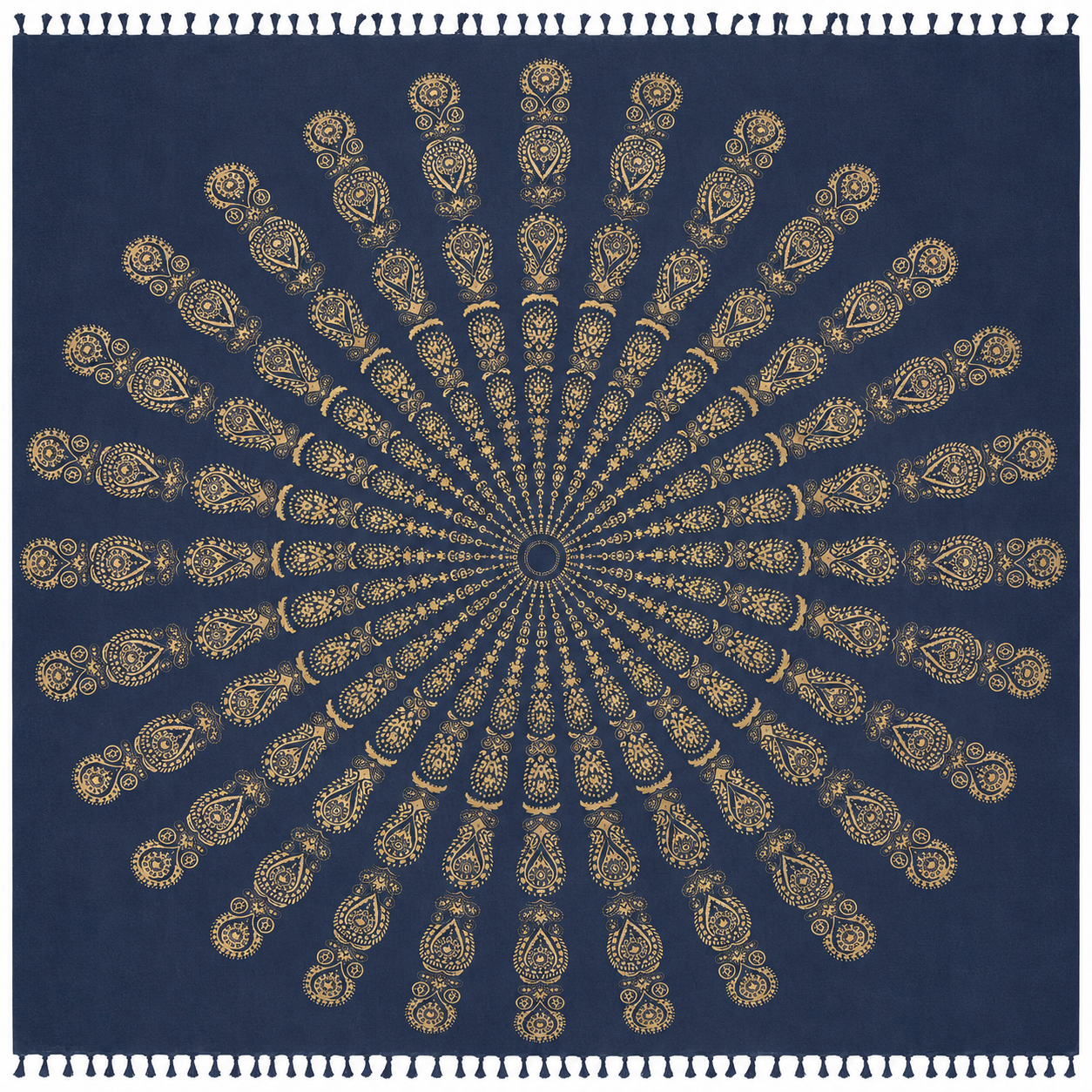 Pareo Mandala Azul marino/Doraro 240 x 210