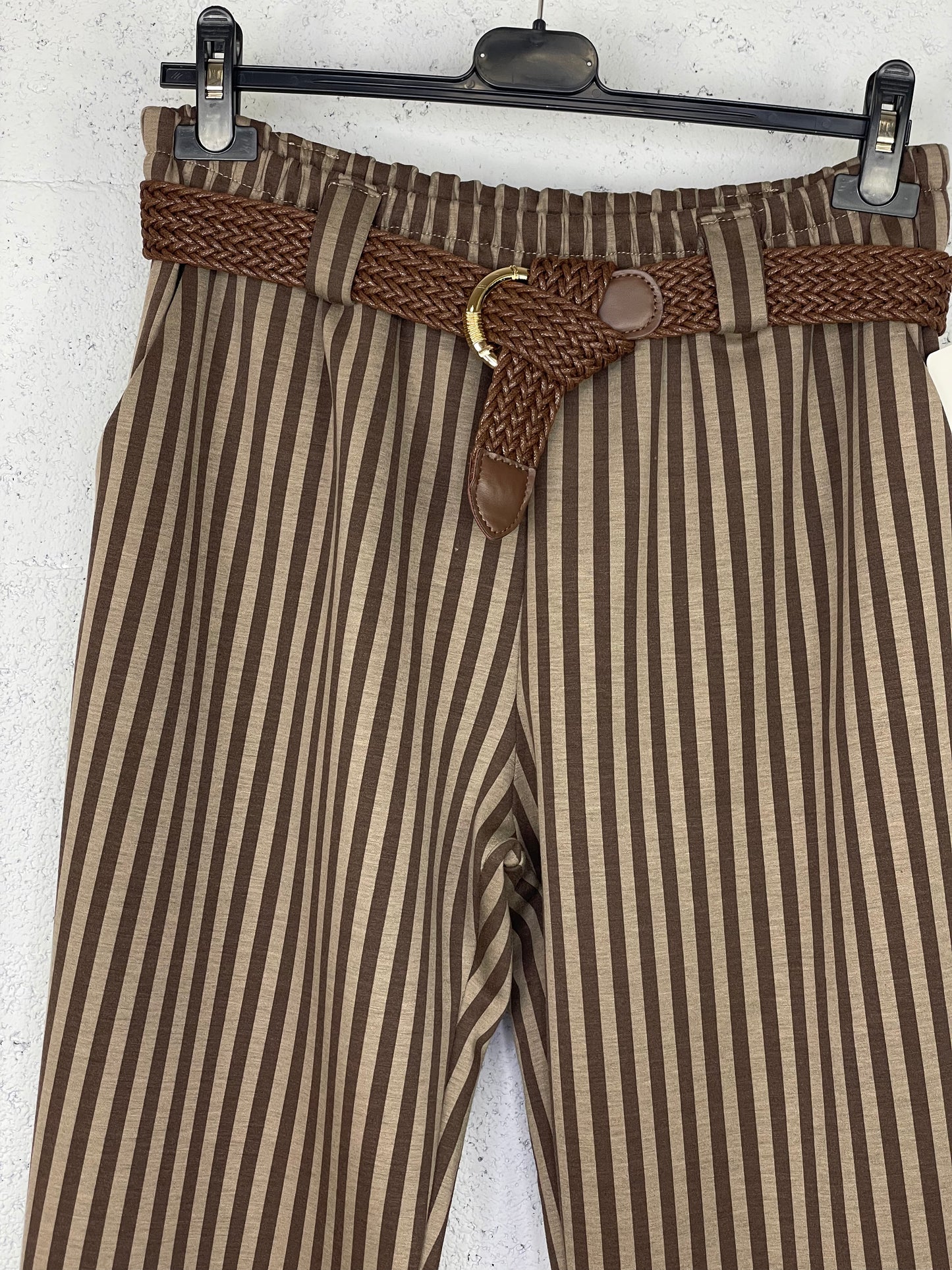 Pantalon Ébano Marrón /Taupe rayas