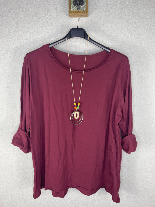 Camiseta algodón L Burdeos