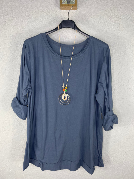 Camiseta algodón L Azul Tejano