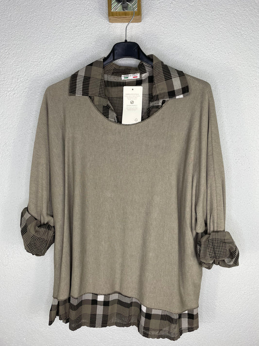 Tere Taupe Camisa cuadros