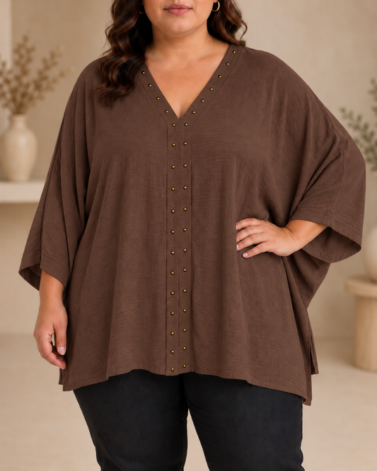 Blusa Riviera Marrón Chocolate PLUS