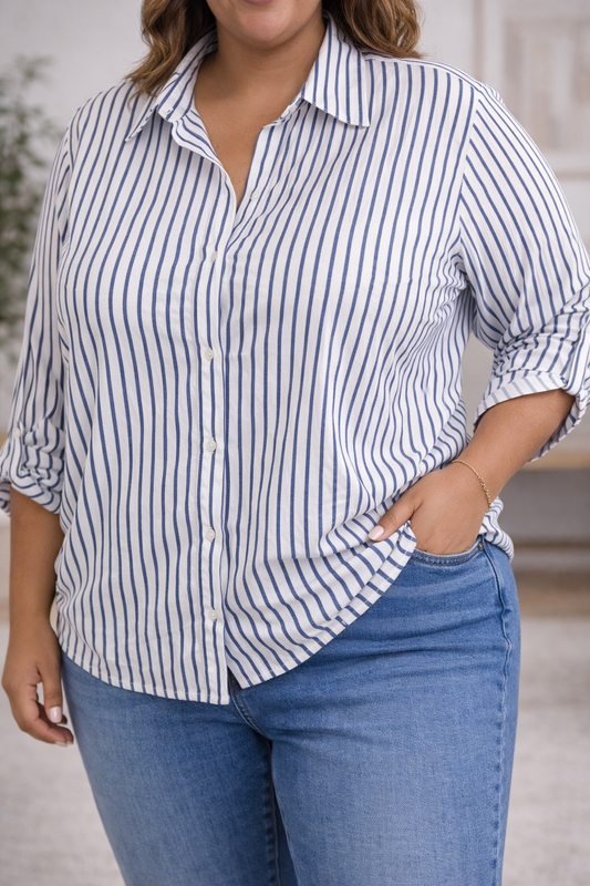 Camisa Carla Azul Marino PLUS