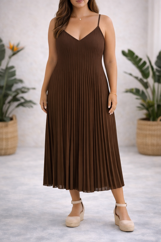 Vestido Plisado Rosana Chocolate