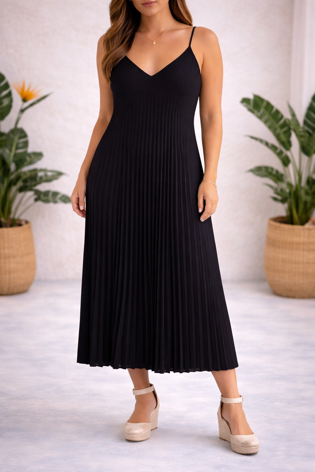 Vestido Plisado Rosana Negro