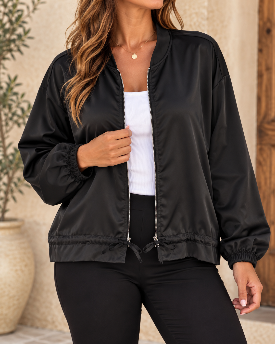 Chaqueta Alba Negro Raso