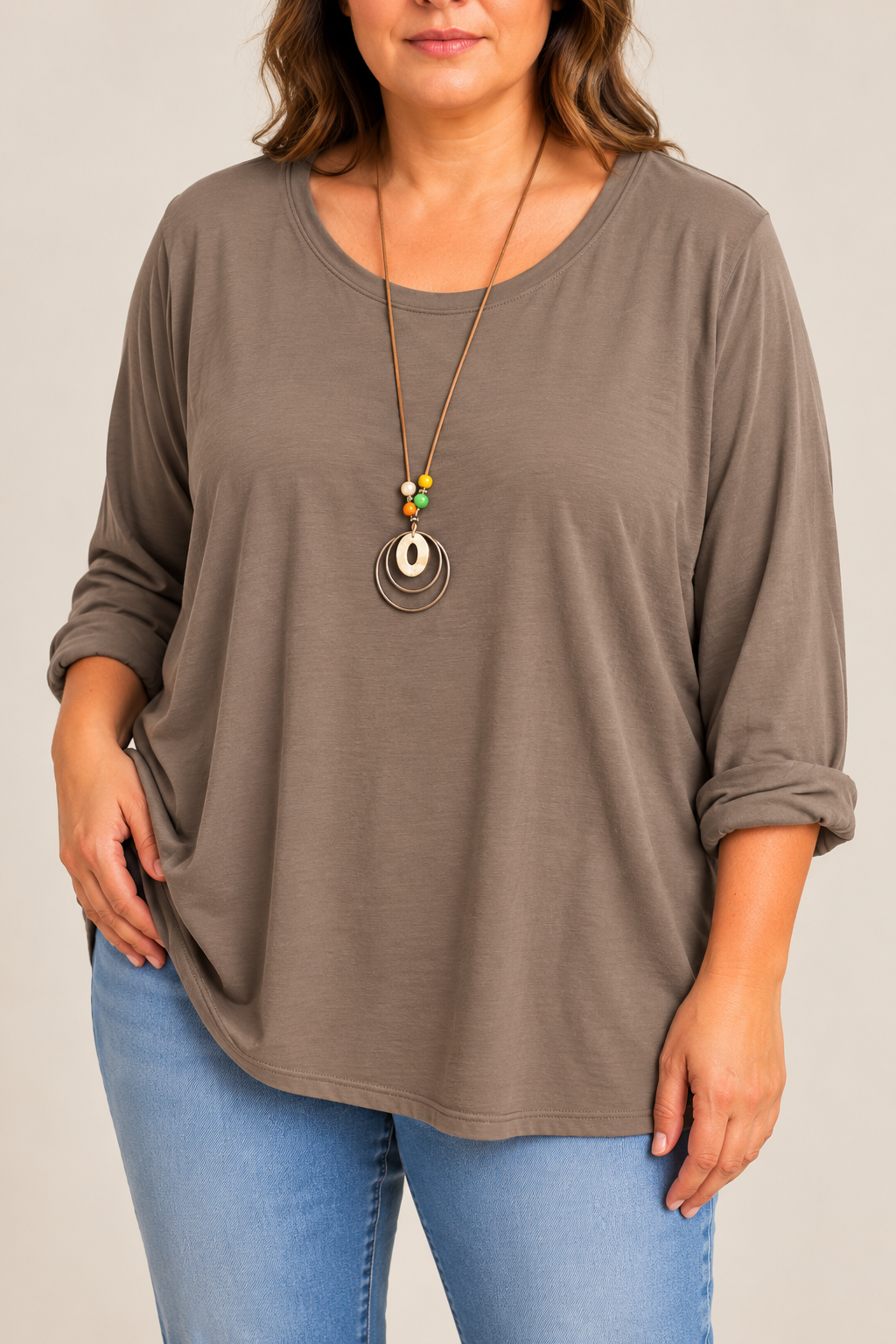 Camiseta algodón Taupe