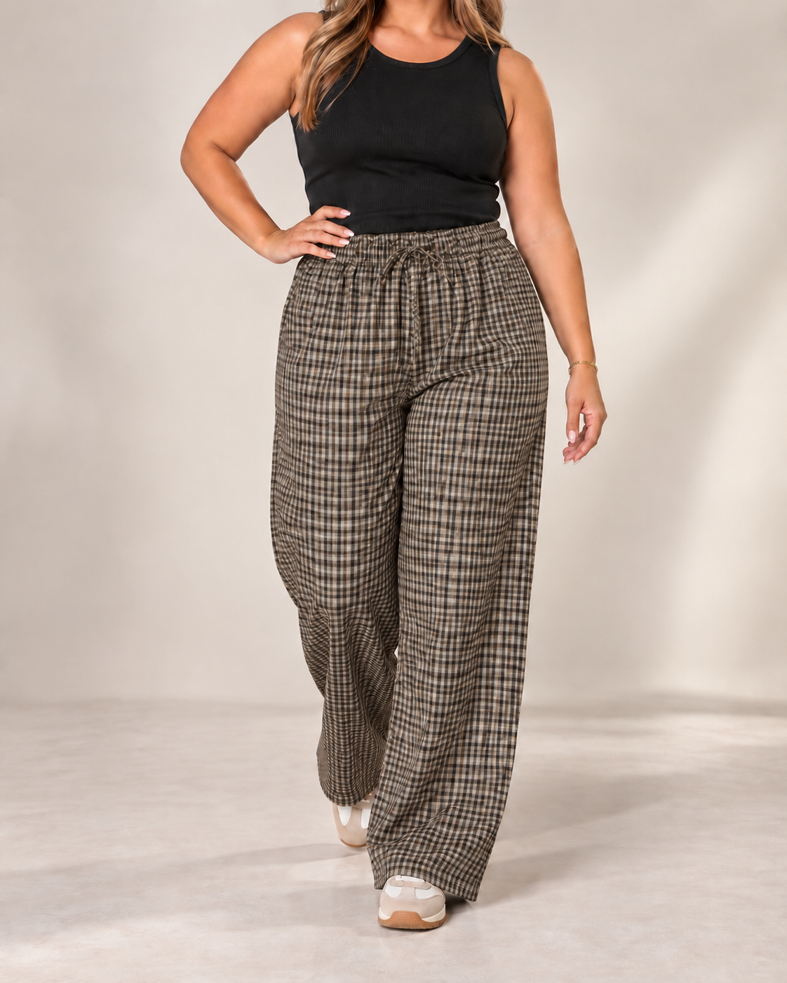 Pantalón Oliva cuadro gris