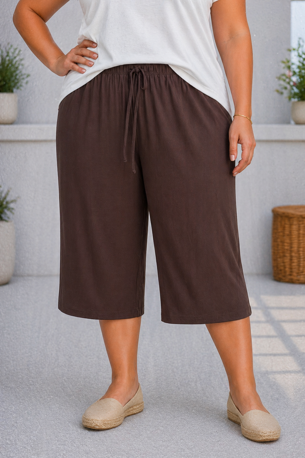 Pantalón Pirata Medina Marron Chocolate PLUS