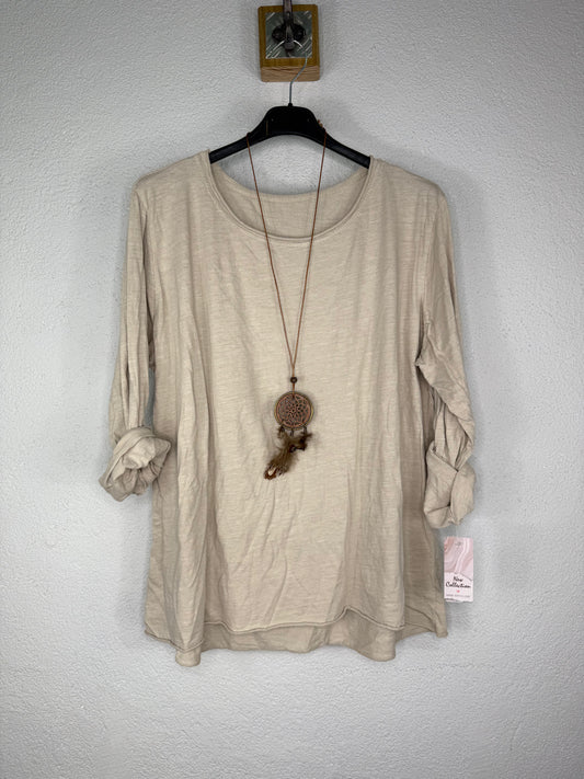 Camiseta algodón L Beige