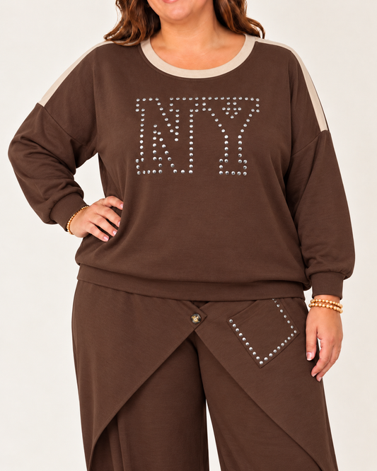 Sudadera Nueva York Marrón chocolate