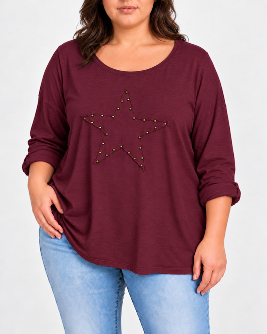 Camiseta Estrella burdeos