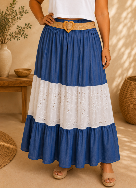 Falda Clara Azul Tejano Oscuro
