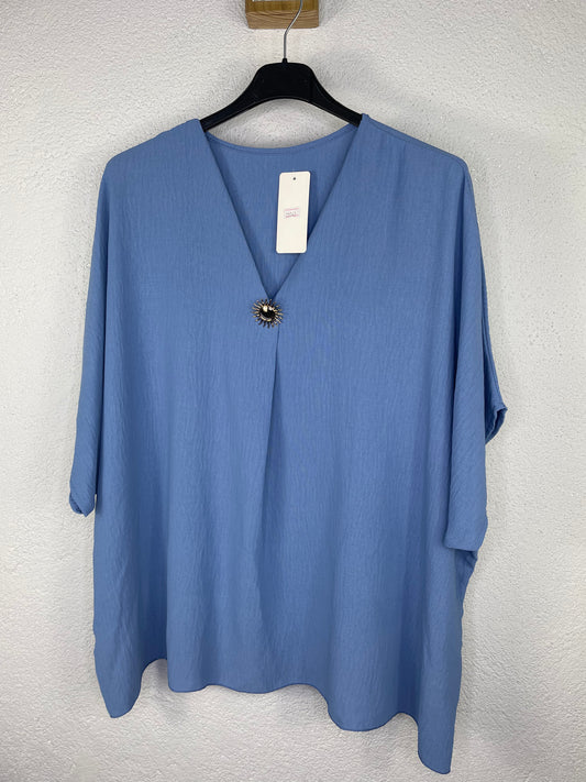 Blusa Morella Azul Tejano