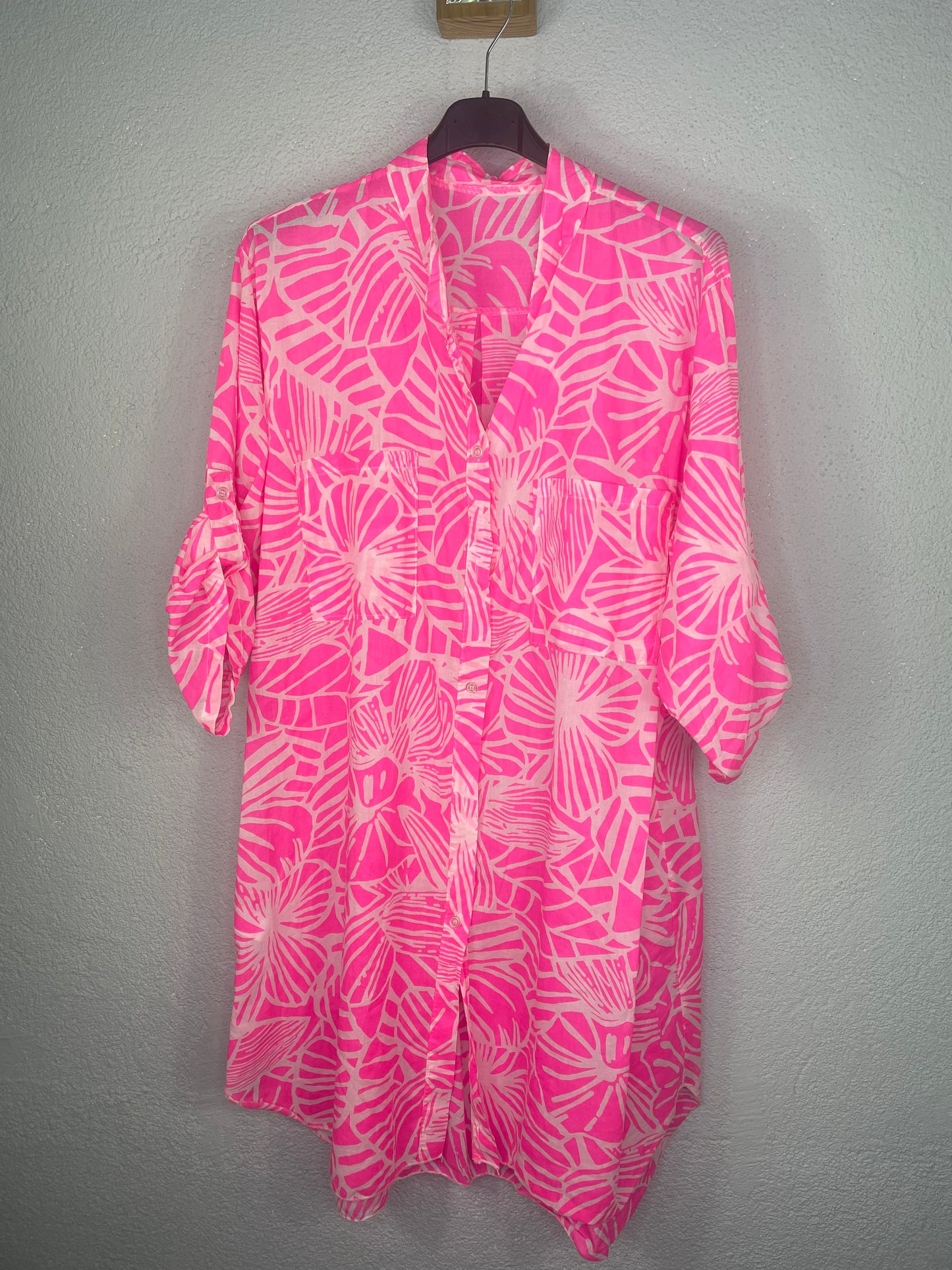 Camisa Bahamas Fucsia Flores